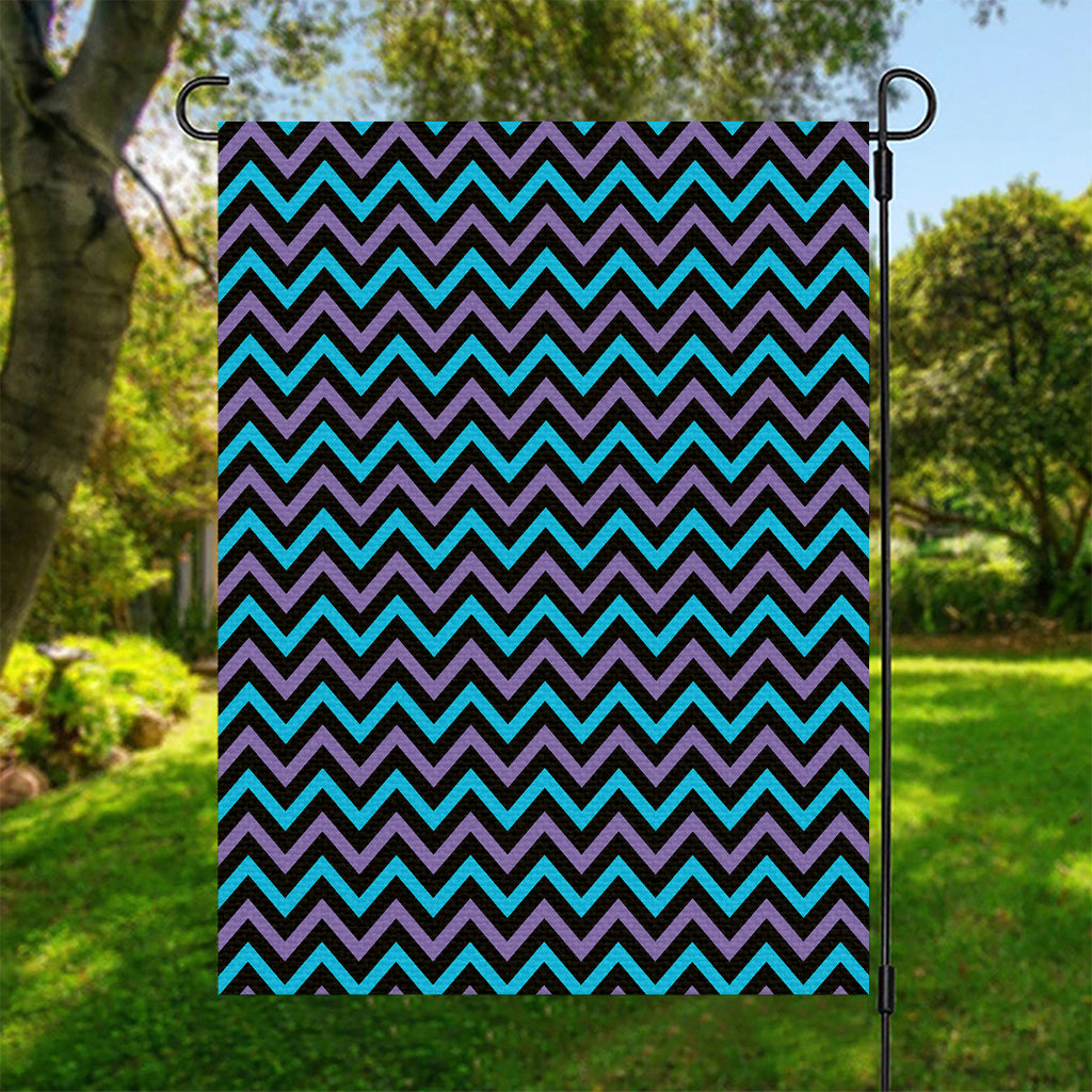 Blue Purple And Black Chevron Print Garden Flag