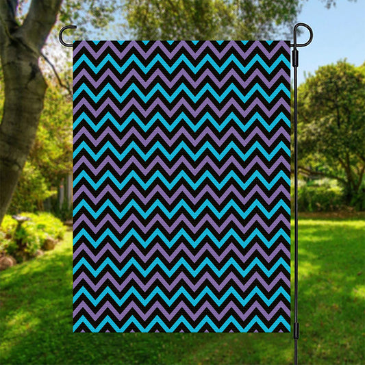 Blue Purple And Black Chevron Print Garden Flag
