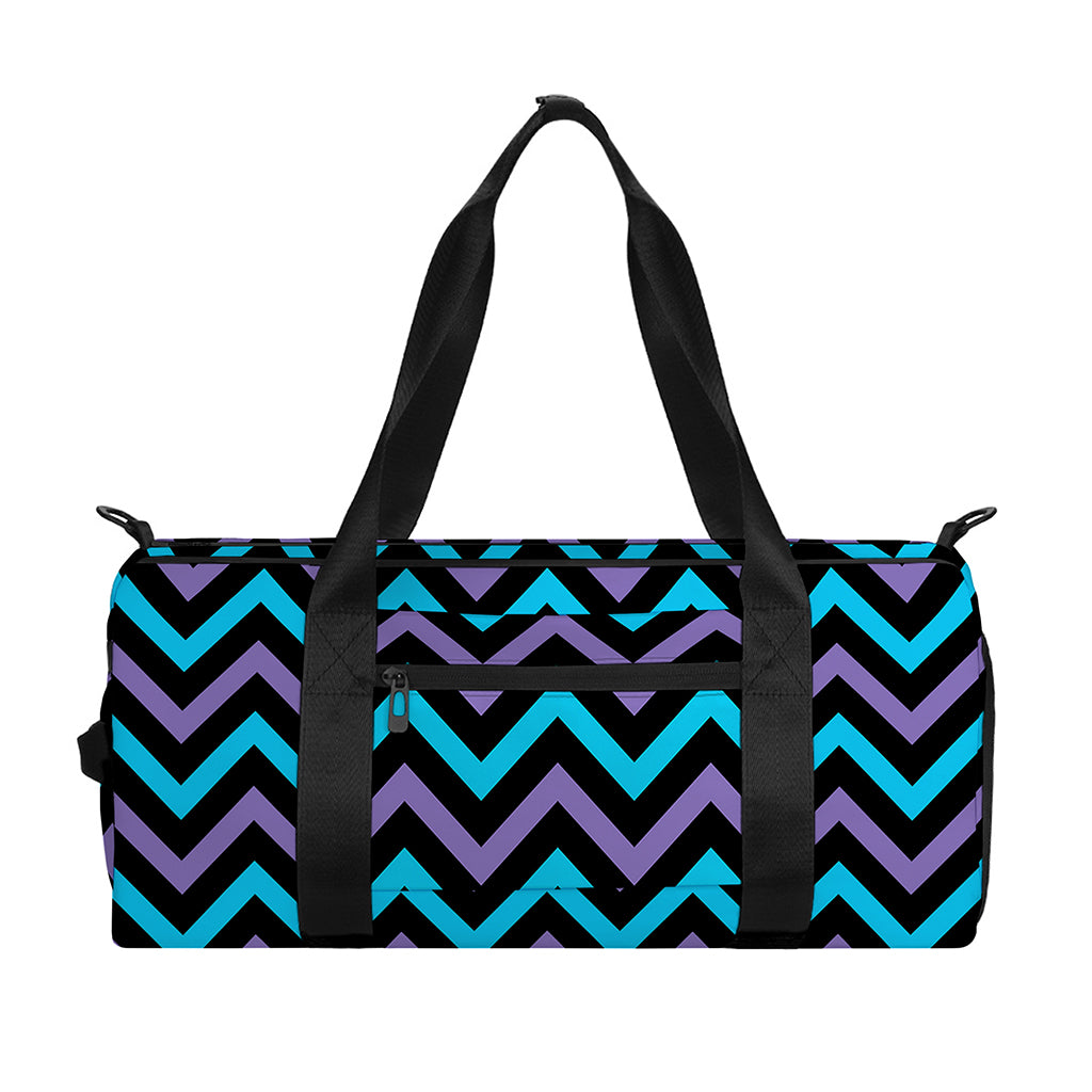 Blue Purple And Black Chevron Print Gym Bag