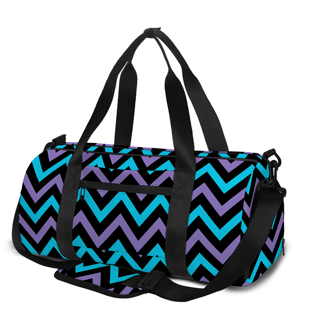 Blue Purple And Black Chevron Print Gym Bag