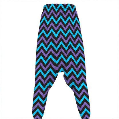 Blue Purple And Black Chevron Print Hammer Pants