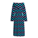 Blue Purple And Black Chevron Print Hooded Bathrobe
