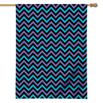 Blue Purple And Black Chevron Print House Flag