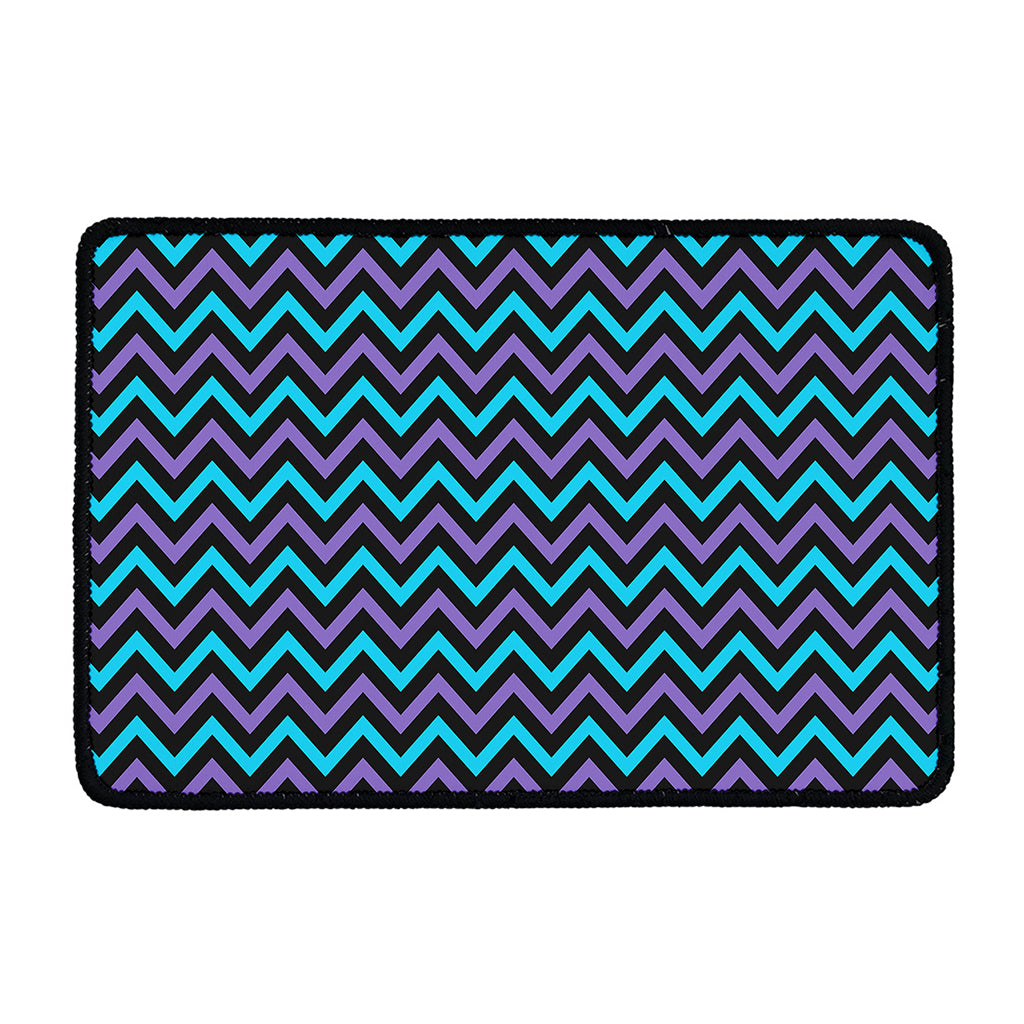 Blue Purple And Black Chevron Print Kitchen Mat