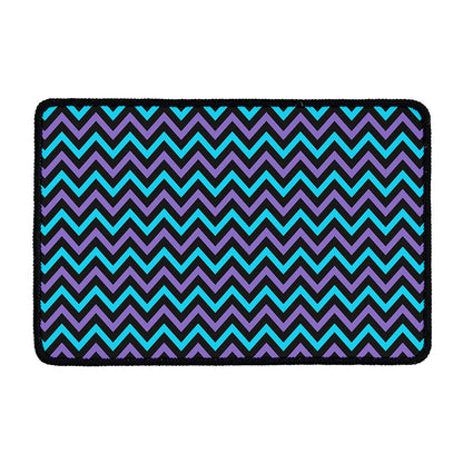 Blue Purple And Black Chevron Print Kitchen Mat
