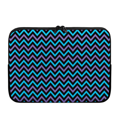 Blue Purple And Black Chevron Print Laptop Sleeve