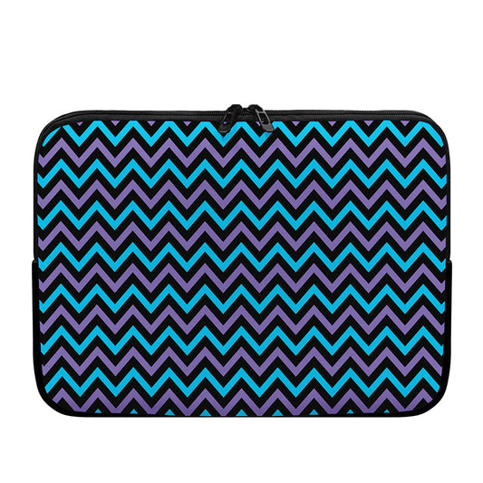 Blue Purple And Black Chevron Print Laptop Sleeve