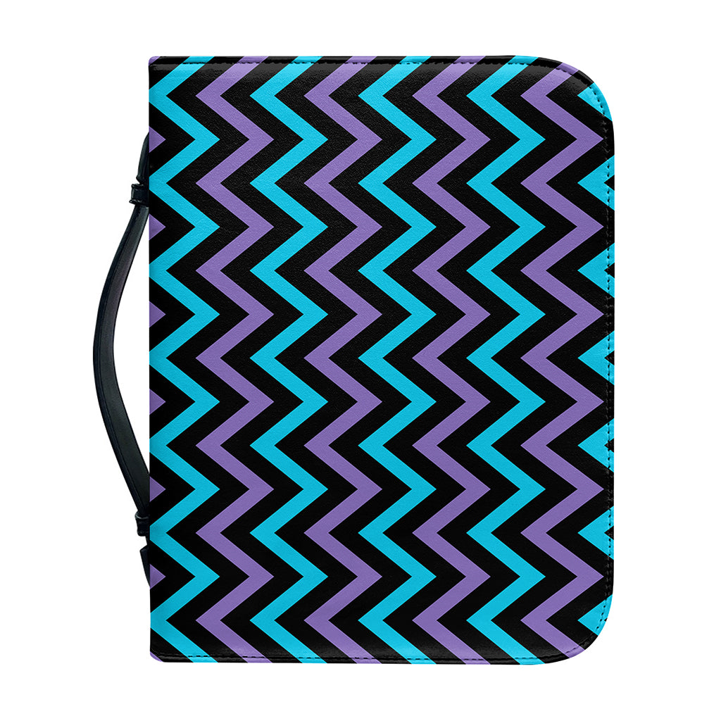 Blue Purple And Black Chevron Print Leather Bible Cover
