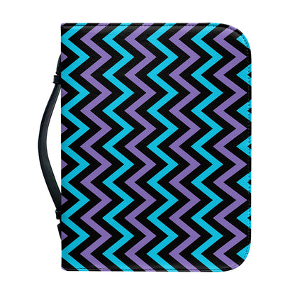 Blue Purple And Black Chevron Print Leather Bible Cover