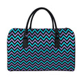 Blue Purple And Black Chevron Print Leather Duffel Bag