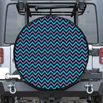 Blue Purple And Black Chevron Print Leather Spare Tire Cover
