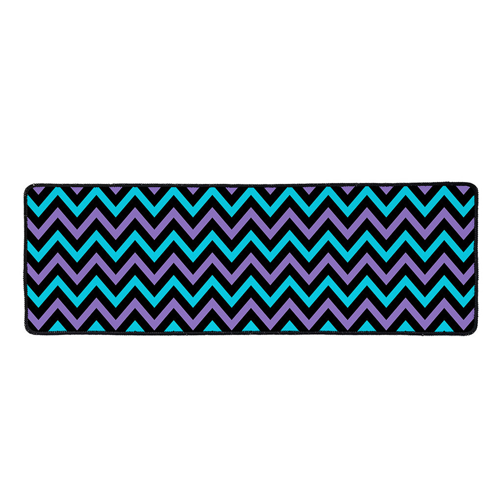 Blue Purple And Black Chevron Print Long Kitchen Mat
