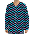 Blue Purple And Black Chevron Print Long Sleeve Baseball Jersey