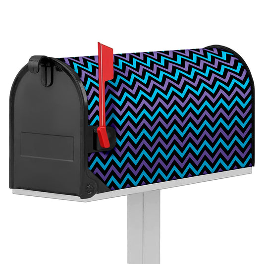 Blue Purple And Black Chevron Print Mailbox Cover
