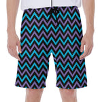Blue Purple And Black Chevron Print Men's Beach Shorts