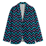 Blue Purple And Black Chevron Print Men's Blazer