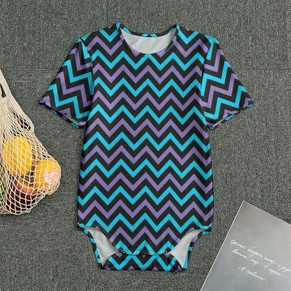 Blue Purple And Black Chevron Print Men's Bodysuit