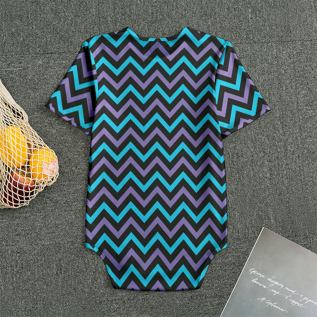 Blue Purple And Black Chevron Print Men's Bodysuit