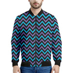 Blue Purple And Black Chevron Print Men's Bomber Jacket