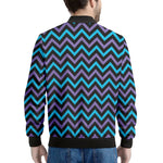 Blue Purple And Black Chevron Print Men's Bomber Jacket