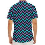 Blue Purple And Black Chevron Print Men's Deep V-Neck Shirt