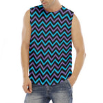 Blue Purple And Black Chevron Print Men's Fitness Tank Top