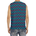 Blue Purple And Black Chevron Print Men's Fitness Tank Top