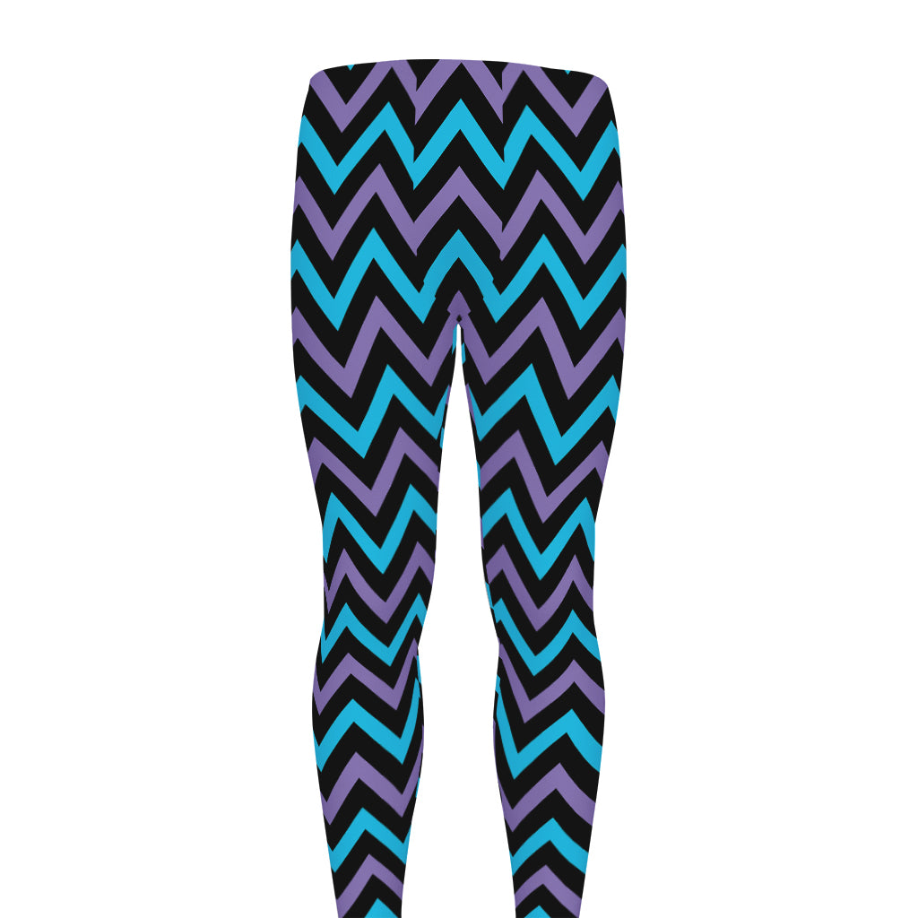 Blue Purple And Black Chevron Print Men's leggings