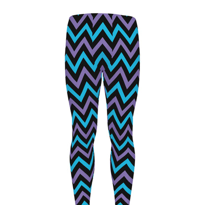 Blue Purple And Black Chevron Print Men's leggings
