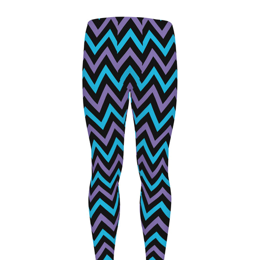 Blue Purple And Black Chevron Print Men's leggings
