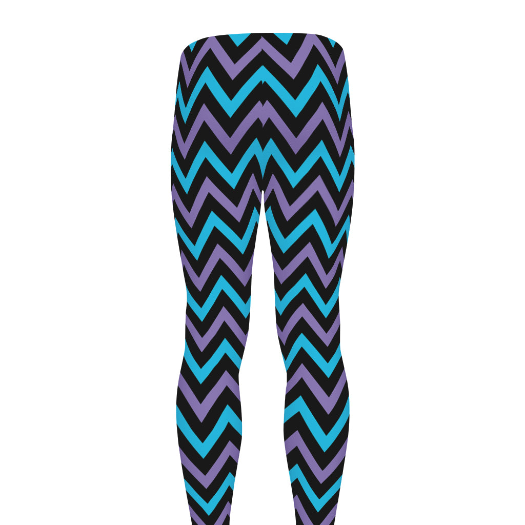 Blue Purple And Black Chevron Print Men's leggings