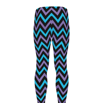 Blue Purple And Black Chevron Print Men's leggings