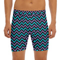 Blue Purple And Black Chevron Print Men's Long Boxer Briefs