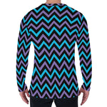 Blue Purple And Black Chevron Print Men's Long Sleeve T-Shirt