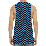 Blue Purple And Black Chevron Print Men's Muscle Tank Top