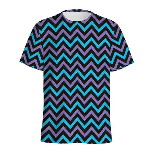 Blue Purple And Black Chevron Print Men's Sports T-Shirt