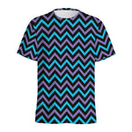 Blue Purple And Black Chevron Print Men's Sports T-Shirt