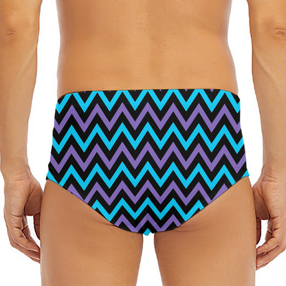 Blue Purple And Black Chevron Print Men's Triangle Swim Briefs