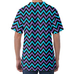 Blue Purple And Black Chevron Print Men's Velvet T-Shirt