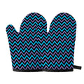 Blue Purple And Black Chevron Print Oven Mitts