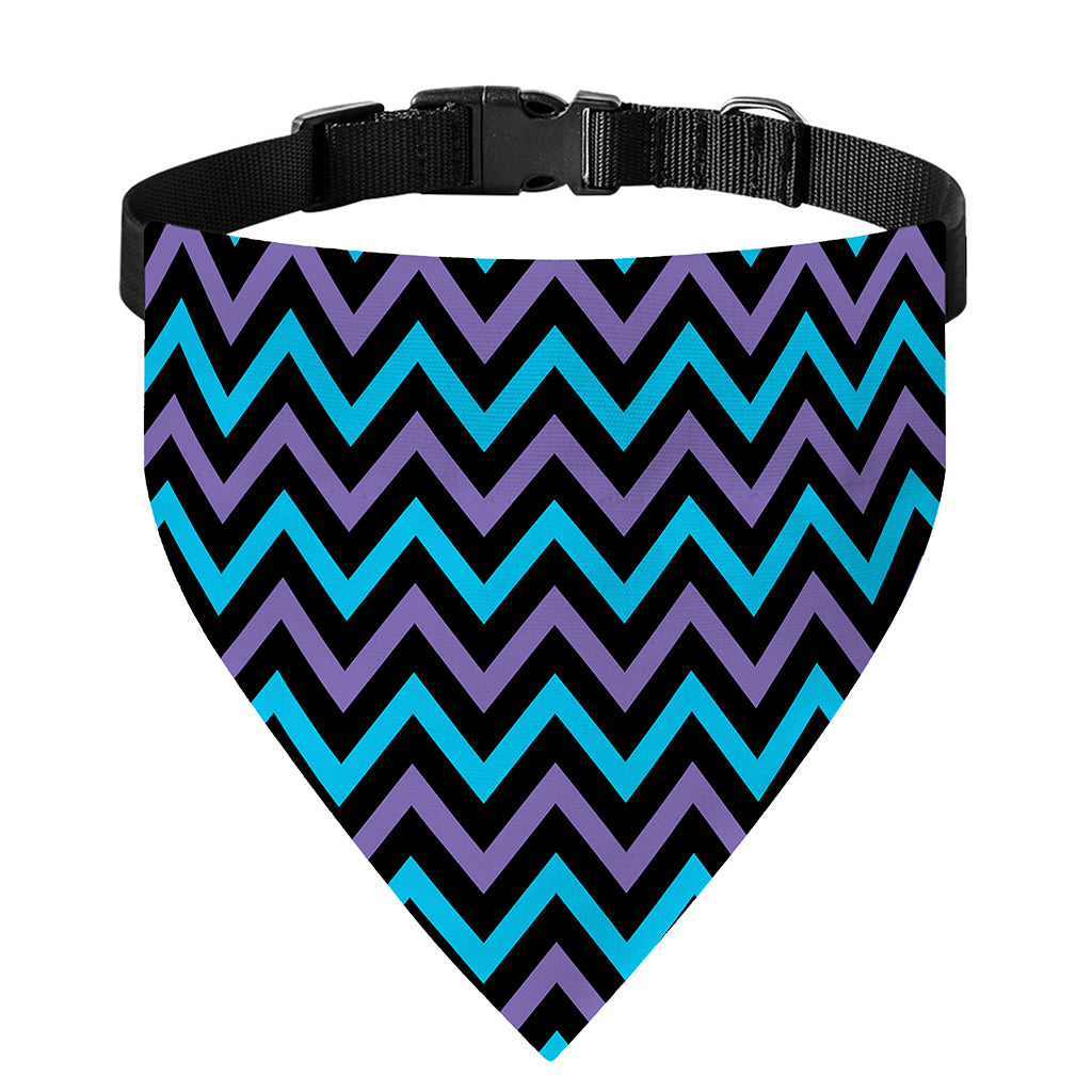 Blue Purple And Black Chevron Print Over The Collar Dog Bandana