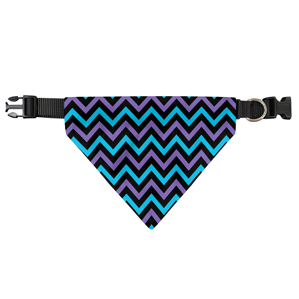 Blue Purple And Black Chevron Print Over The Collar Dog Bandana
