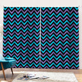 Blue Purple And Black Chevron Print Pencil Pleat Curtains