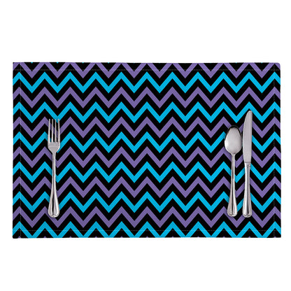 Blue Purple And Black Chevron Print Placemat