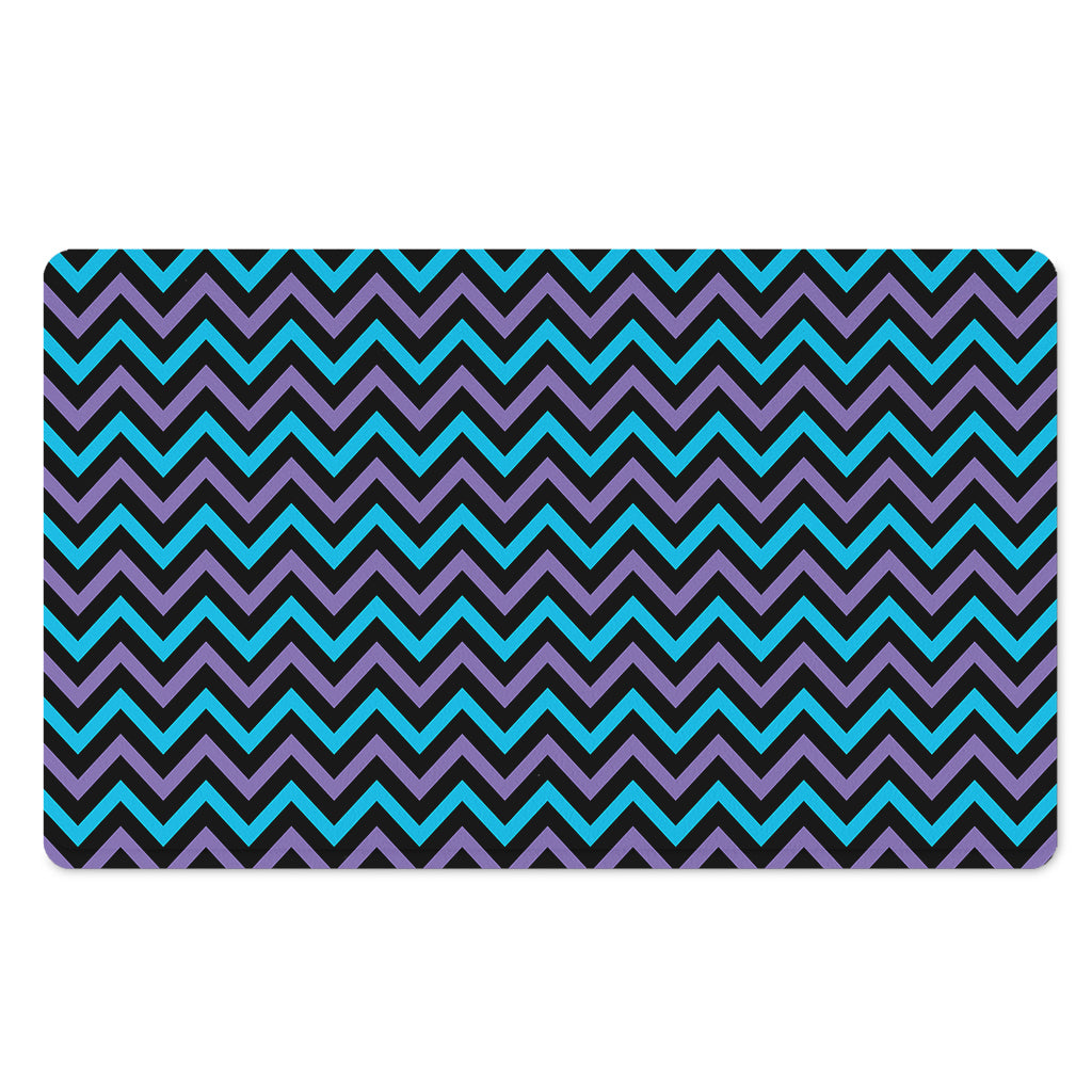 Blue Purple And Black Chevron Print Polyester Doormat