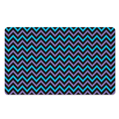 Blue Purple And Black Chevron Print Polyester Doormat