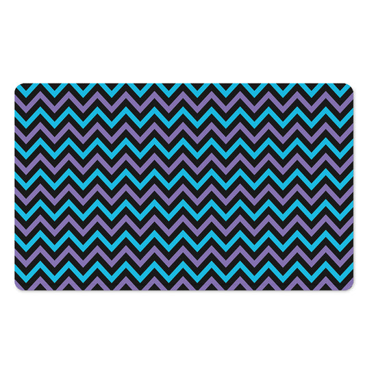 Blue Purple And Black Chevron Print Polyester Doormat