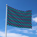 Blue Purple And Black Chevron Print Polyester Flag