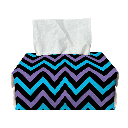 Blue Purple And Black Chevron Print Rectangle Tissue Box Cover