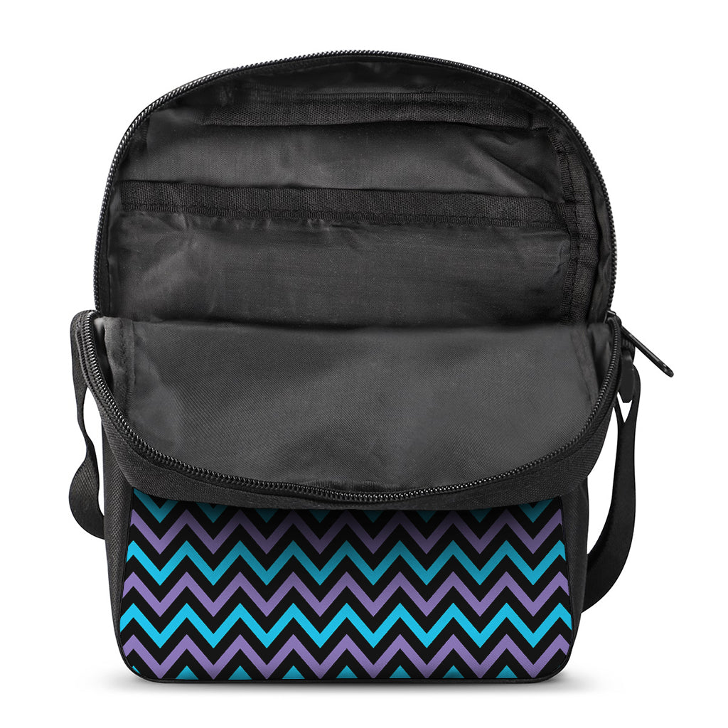 Blue Purple And Black Chevron Print Rectangular Crossbody Bag